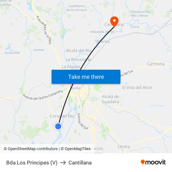 Bda Los Principes (V) to Cantillana map