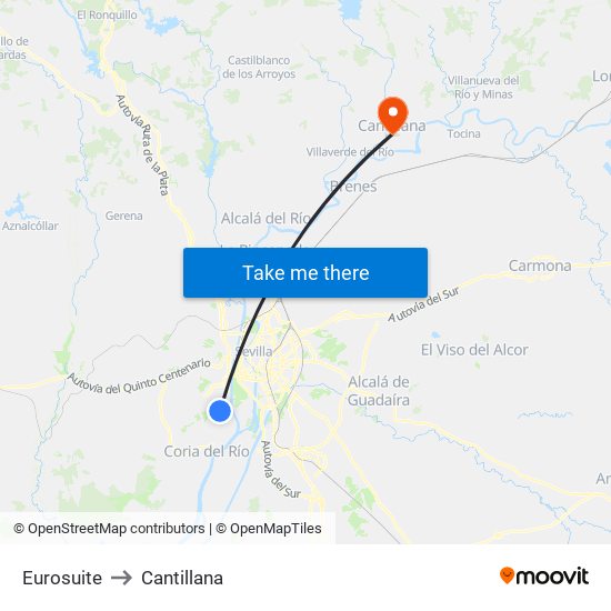 Eurosuite to Cantillana map
