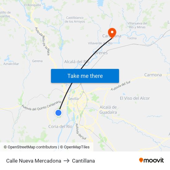 Calle Nueva Mercadona to Cantillana map