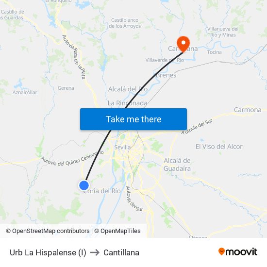 Urb La Hispalense (I) to Cantillana map