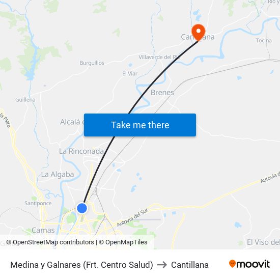 Medina y Galnares (Frt. Centro Salud) to Cantillana map