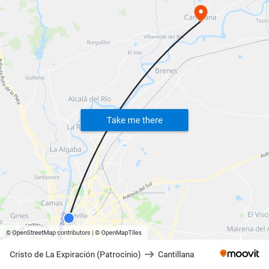 Cristo de La Expiración (Patrocinio) to Cantillana map