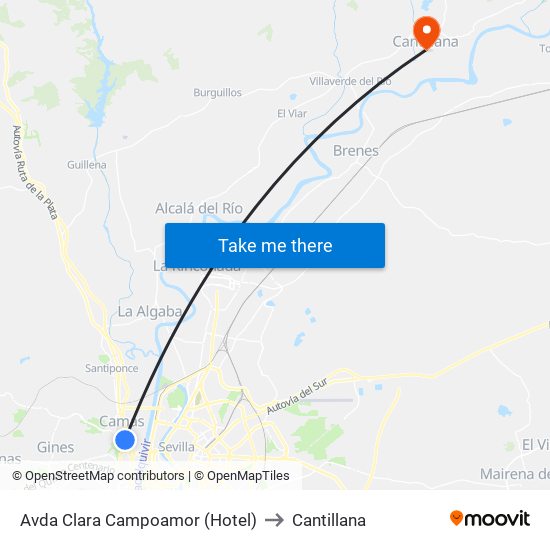 Avda Clara Campoamor (Hotel) to Cantillana map