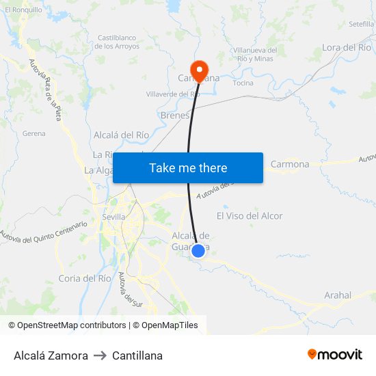 Alcalá Zamora to Cantillana map