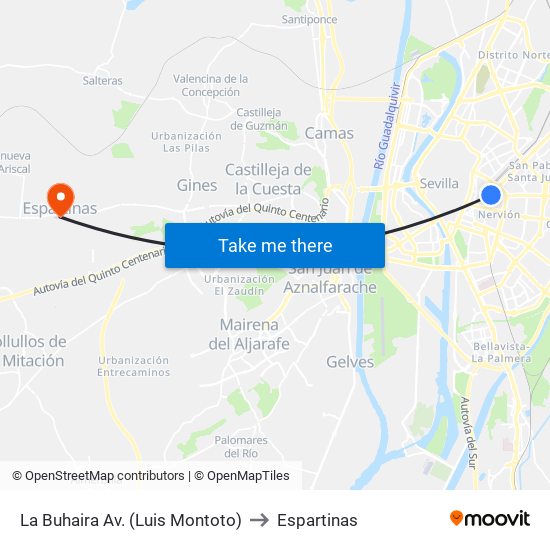 La Buhaira  Av. (Luis Montoto) to Espartinas map