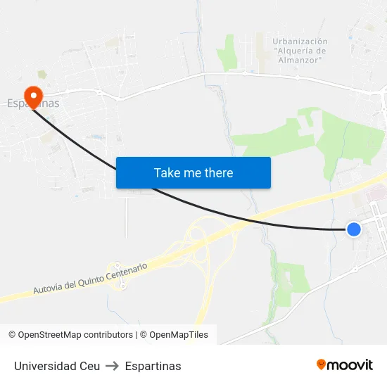 Universidad Ceu to Espartinas map