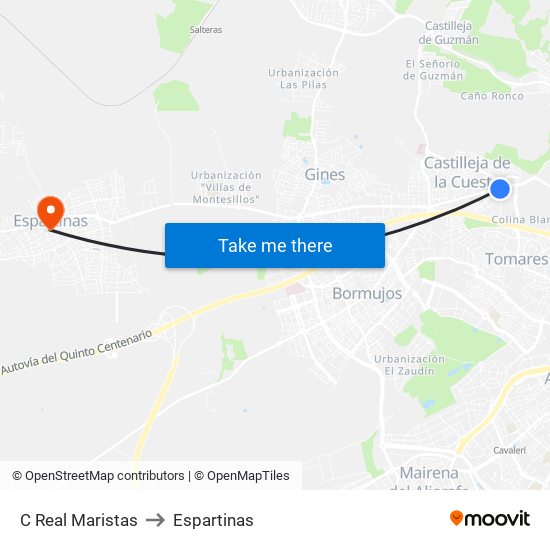 C Real Maristas to Espartinas map