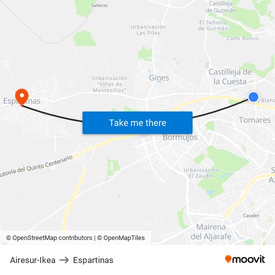 Airesur-Ikea to Espartinas map