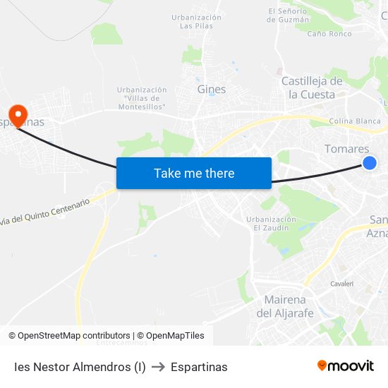 Ies Nestor Almendros (I) to Espartinas map