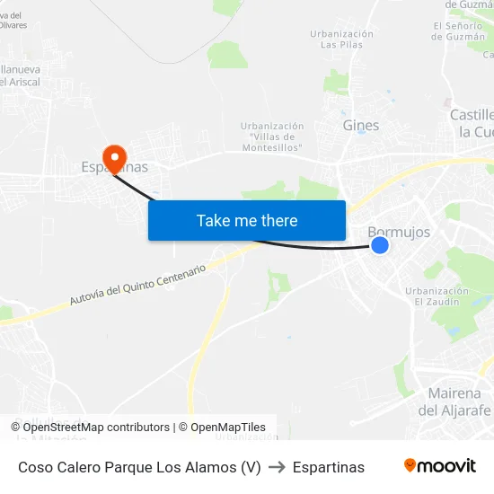 Coso Calero Parque Los Alamos (V) to Espartinas map