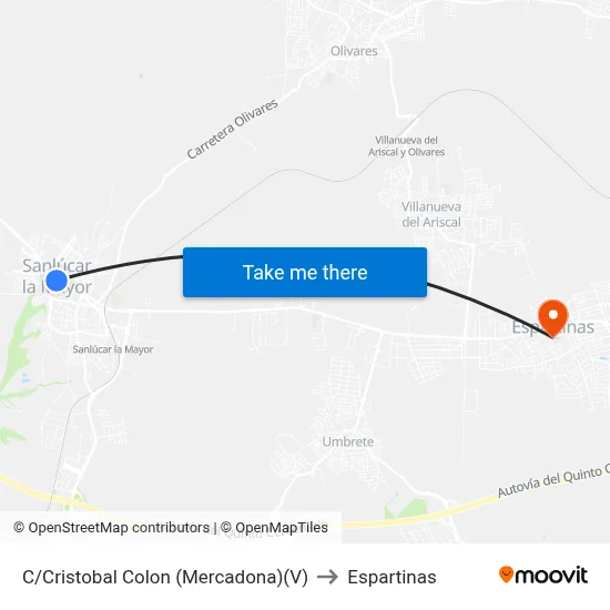 C/Cristobal Colon (Mercadona)(V) to Espartinas map