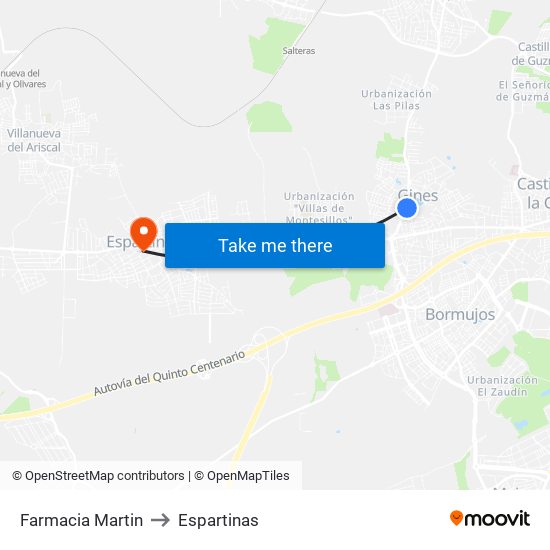 Farmacia Martin to Espartinas map