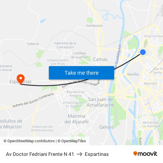 Av Doctor Fedriani Frente N 41 to Espartinas map