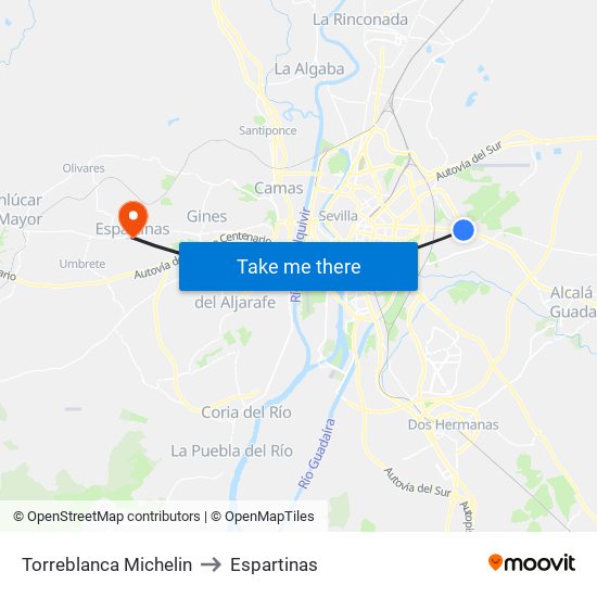 Torreblanca Michelin to Espartinas map