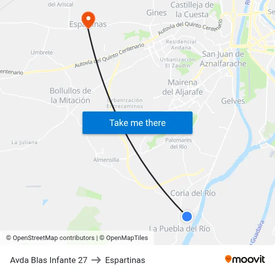 Avda Blas Infante 27 to Espartinas map