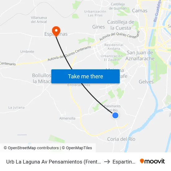 Urb La Laguna Av Pensamientos (Frente) to Espartinas map
