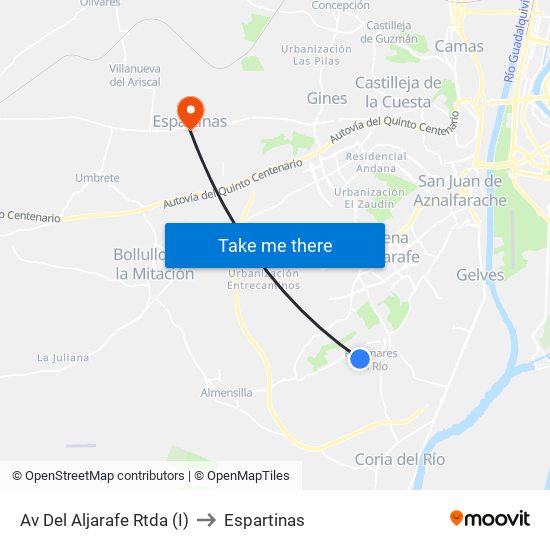 Av Del Aljarafe Rtda (I) to Espartinas map