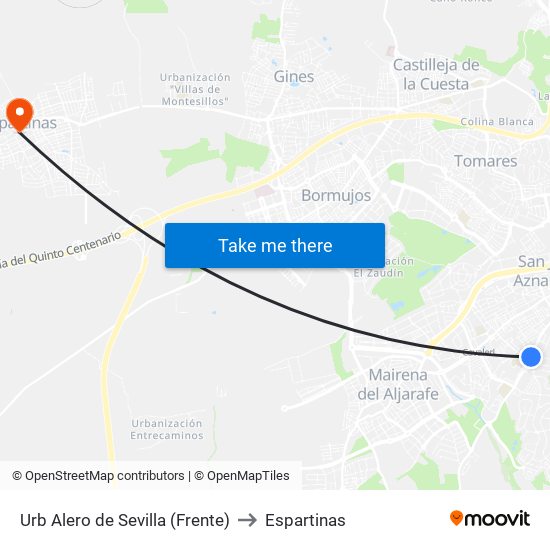 Urb Alero de Sevilla (Frente) to Espartinas map
