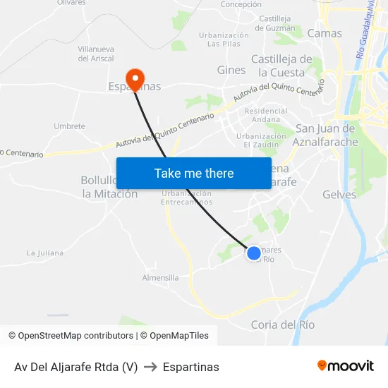 Av Del Aljarafe Rtda (V) to Espartinas map