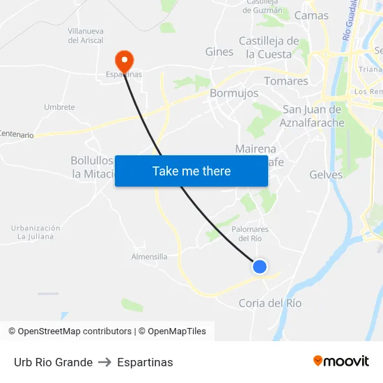 Urb Rio Grande to Espartinas map