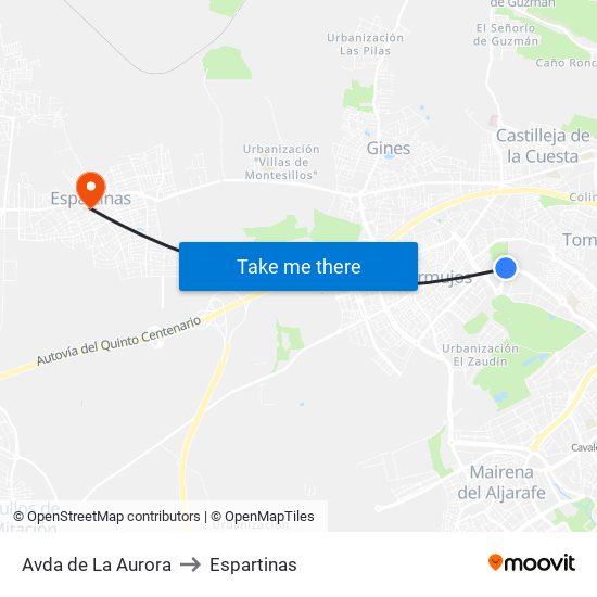 Avda de La Aurora to Espartinas map