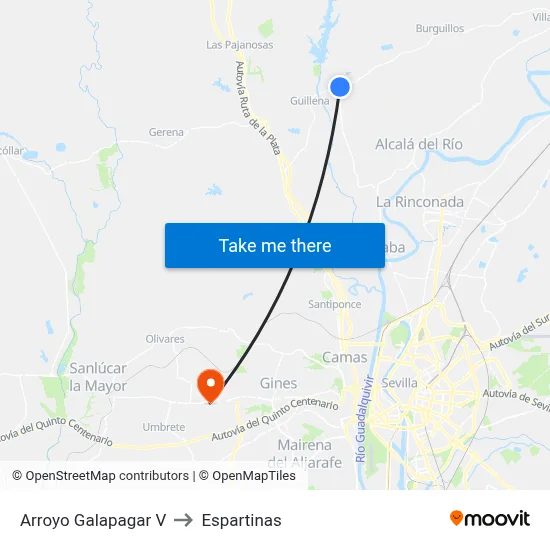 Arroyo Galapagar V to Espartinas map