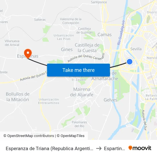 Esperanza de Triana (Republica Argentina) to Espartinas map