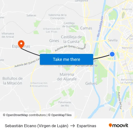 Sebastián Elcano (Virgen de Luján) to Espartinas map