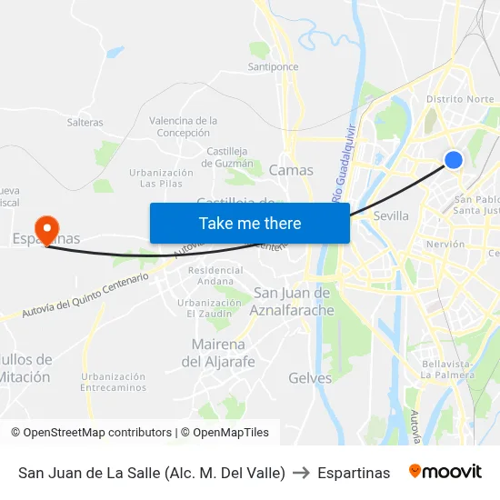 San Juan de La Salle (Alc. M. Del Valle) to Espartinas map