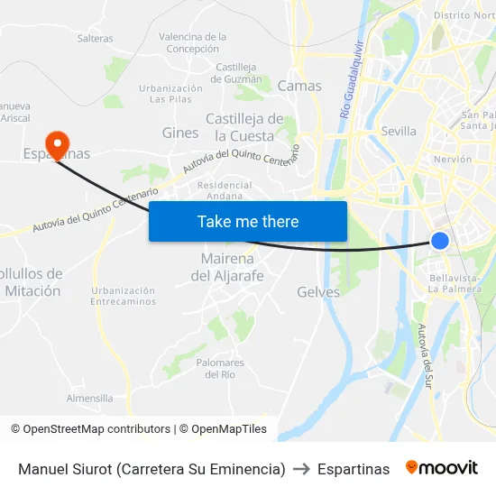 Manuel Siurot (Carretera Su Eminencia) to Espartinas map