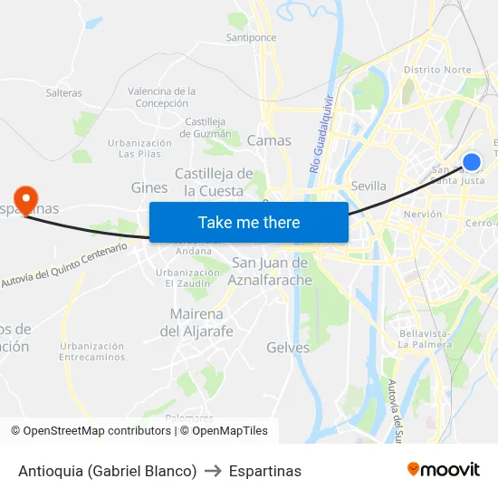 Antioquia (Gabriel Blanco) to Espartinas map