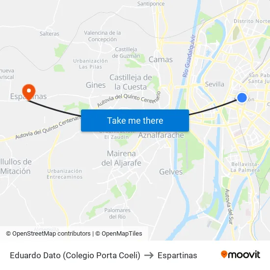 Eduardo Dato (Colegio Porta Coeli) to Espartinas map