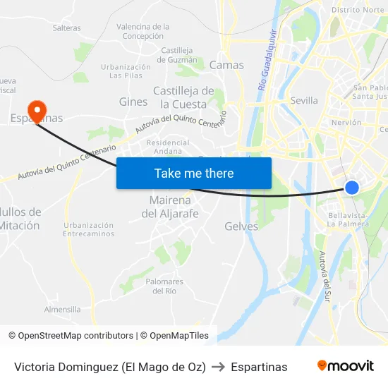 Victoria Dominguez (El Mago de Oz) to Espartinas map