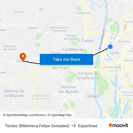 Torneo (Biblioteca Felipe Gonzalez) to Espartinas map