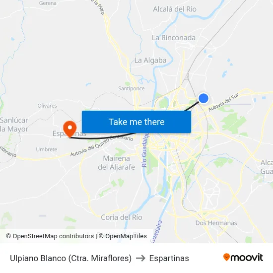 Ulpiano Blanco (Ctra. Miraflores) to Espartinas map