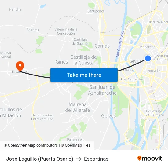 José Laguillo (Puerta Osario) to Espartinas map
