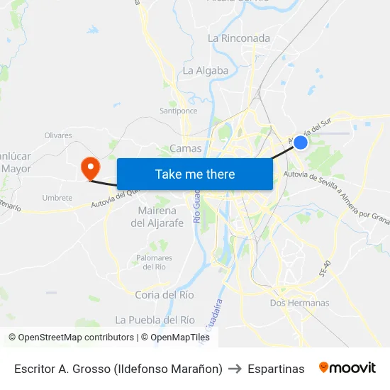 Escritor A. Grosso (Ildefonso Marañon) to Espartinas map