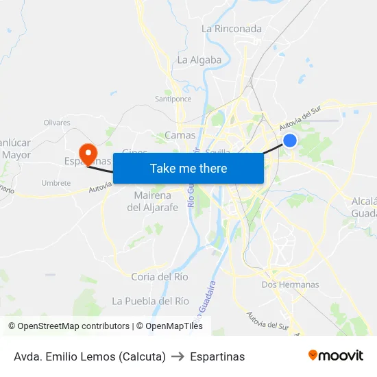 Avda. Emilio Lemos (Calcuta) to Espartinas map