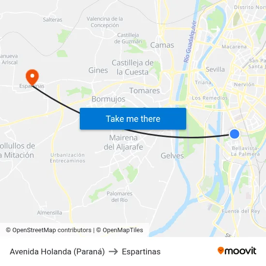 Avenida Holanda (Paraná) to Espartinas map