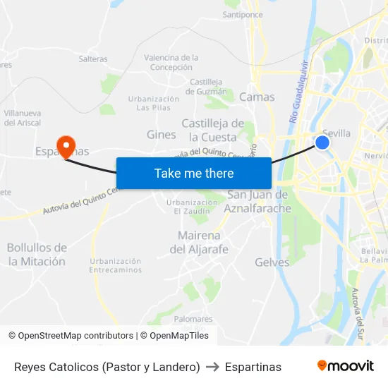 Reyes Catolicos (Pastor y Landero) to Espartinas map