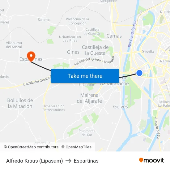 Alfredo Kraus (Lipasam) to Espartinas map