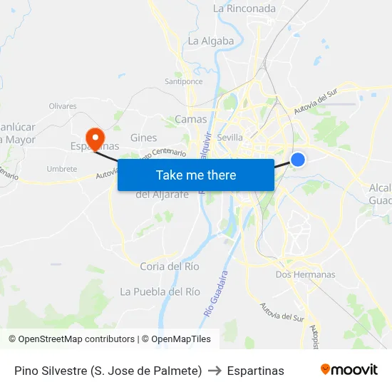 Pino Silvestre (S. Jose de Palmete) to Espartinas map