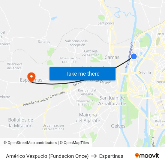 Américo Vespucio (Fundacion Once) to Espartinas map
