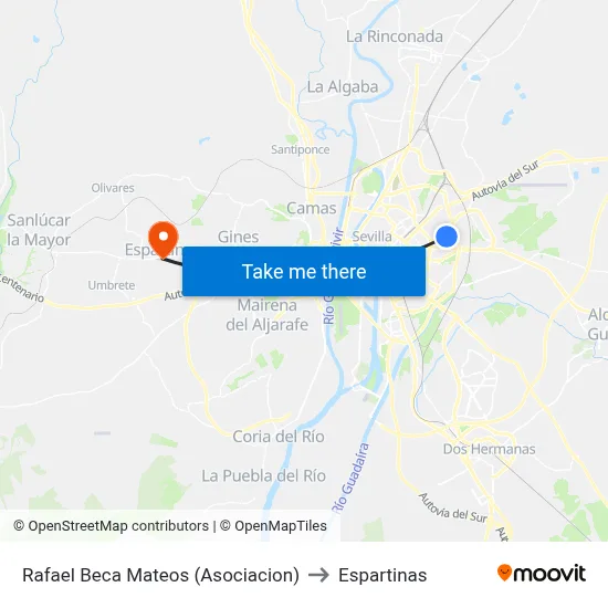 Rafael Beca Mateos (Asociacion) to Espartinas map