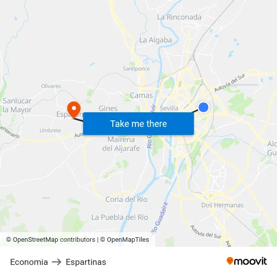 Economia to Espartinas map