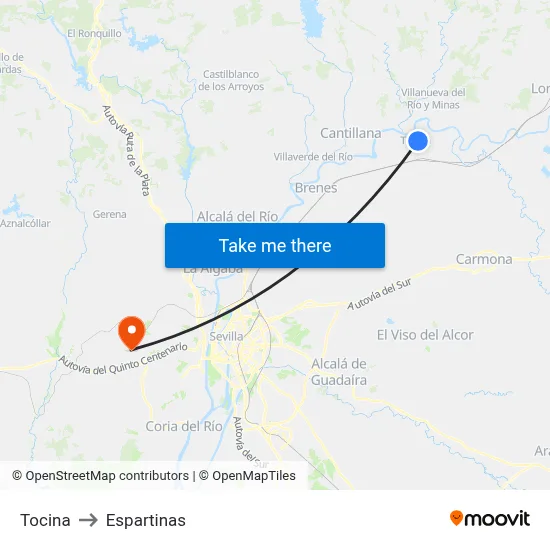 Tocina to Espartinas map