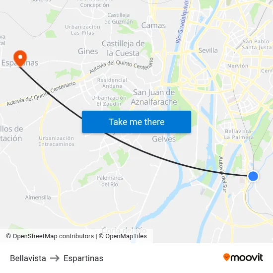 Bellavista to Espartinas map