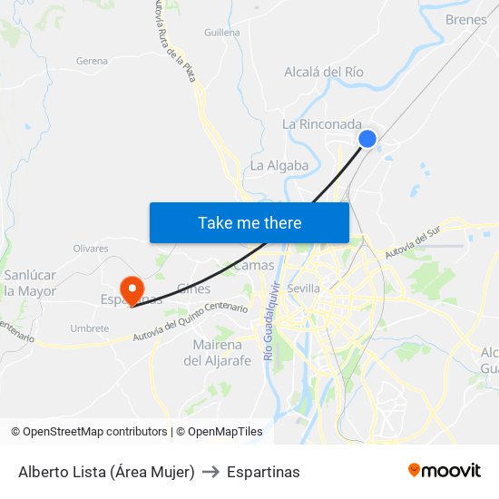 Alberto Lista (Área Mujer) to Espartinas map