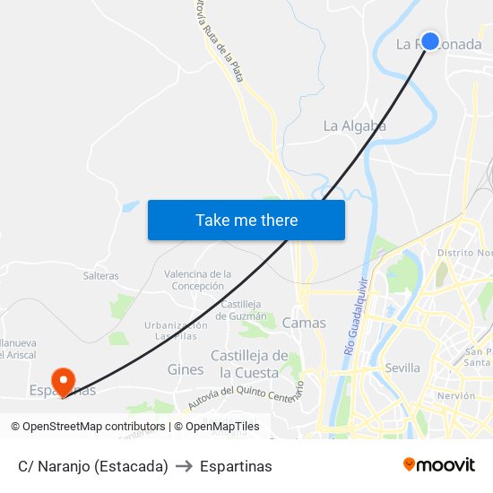 C/ Naranjo (Estacada) to Espartinas map