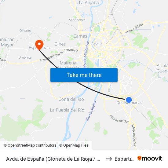 Avda. de España (Glorieta de La Rioja / Mercadona) to Espartinas map